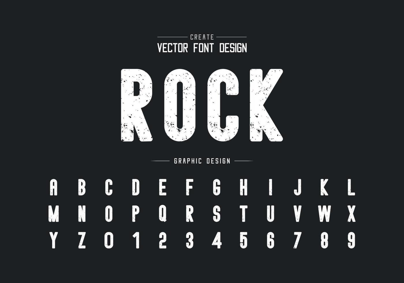 Texture font and round alphabet vector, Rough letter typeface and number design vector
