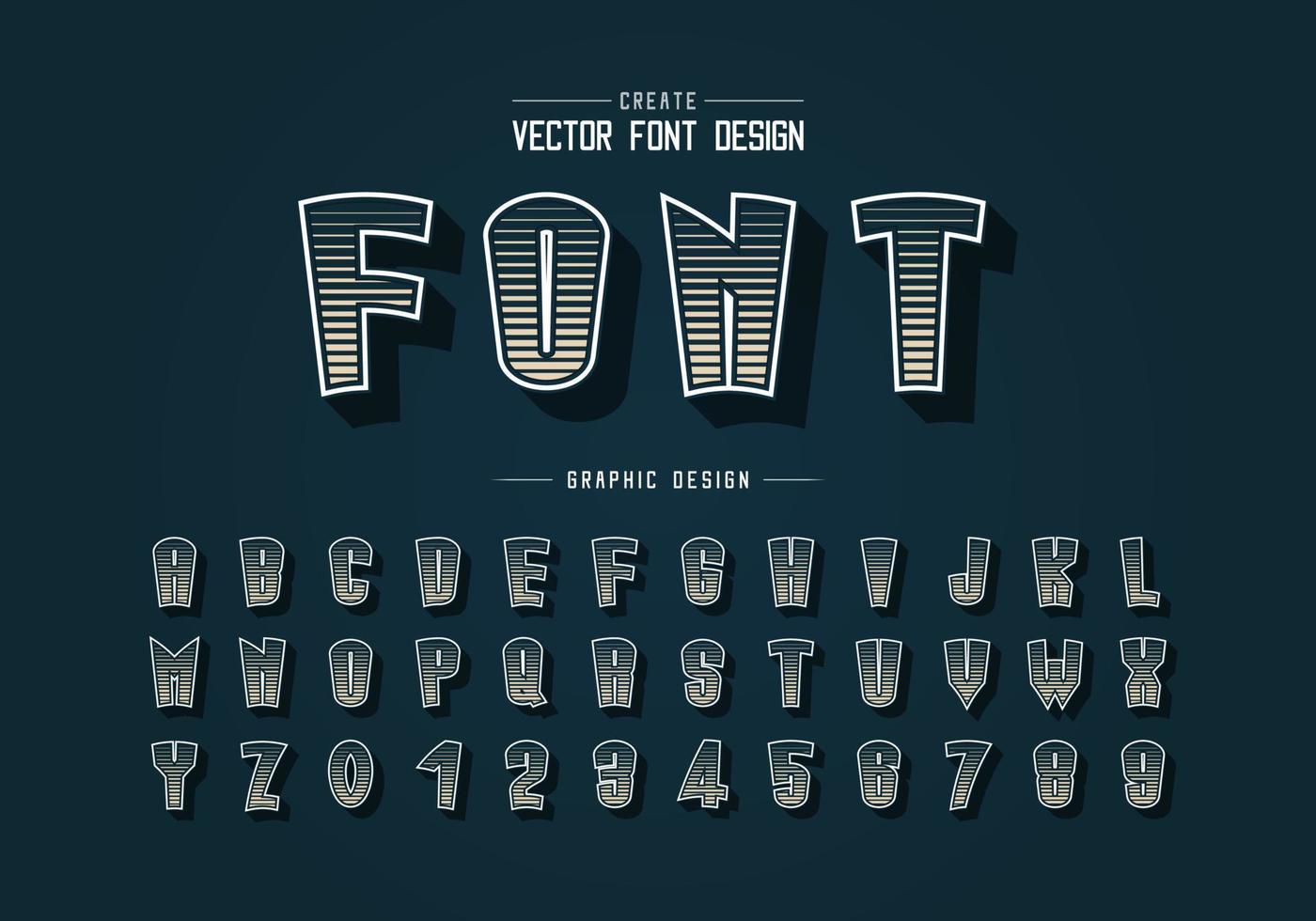 Line cartoon font and alphabet vector, Digital tall typeface letter and number design vector