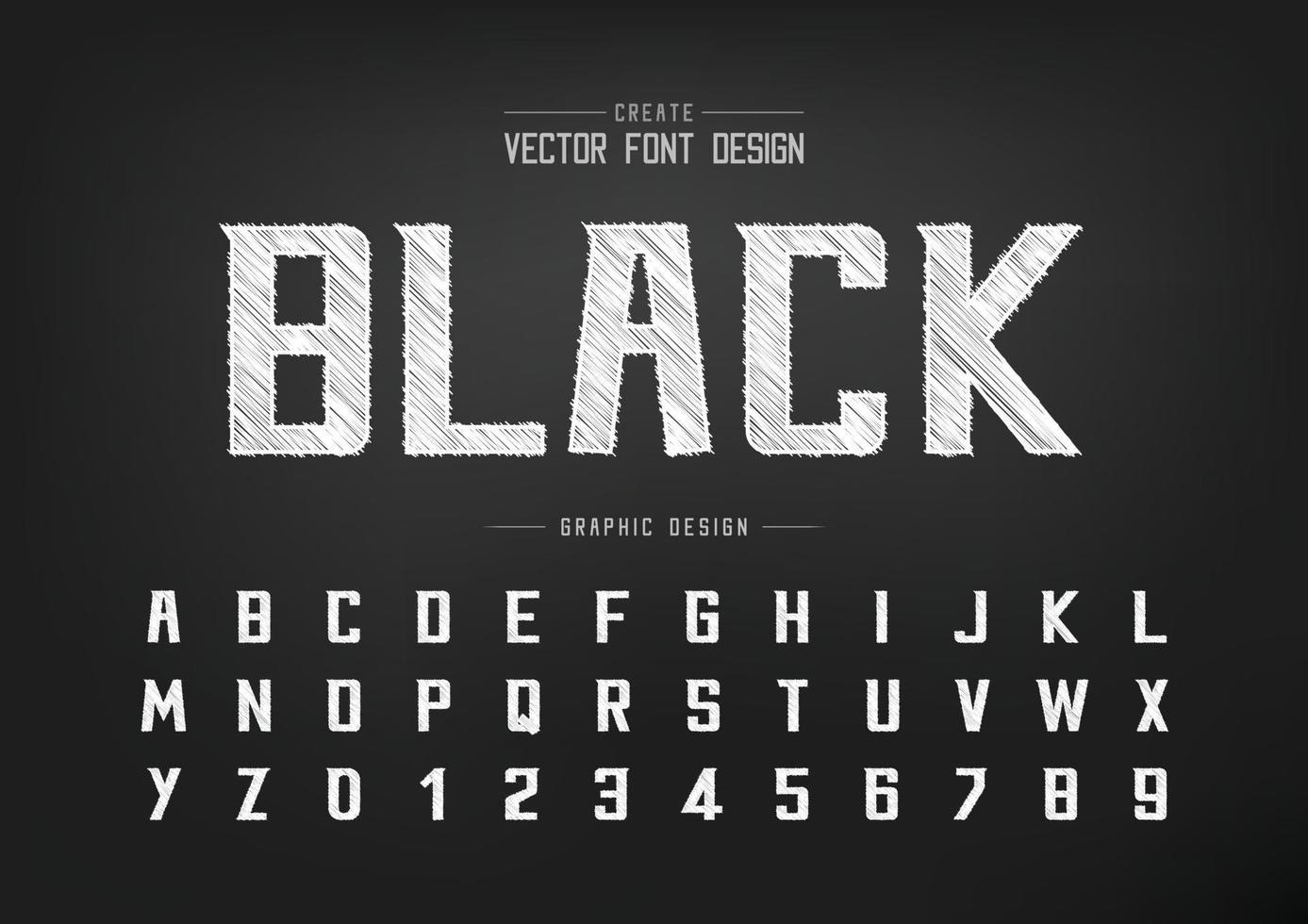 Sketch Font and alphabet vector, Chalk Bold Modern Typeface and letter number Graphic text design vector