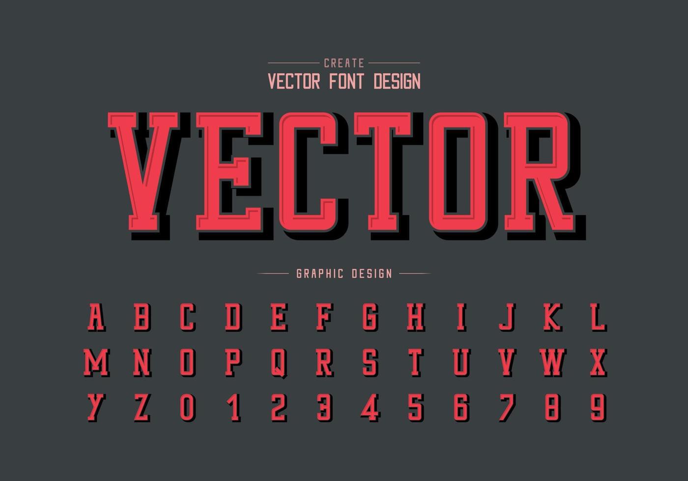 Font and shadow alphabet vector, Typeface and number design, Graphic text on background vector
