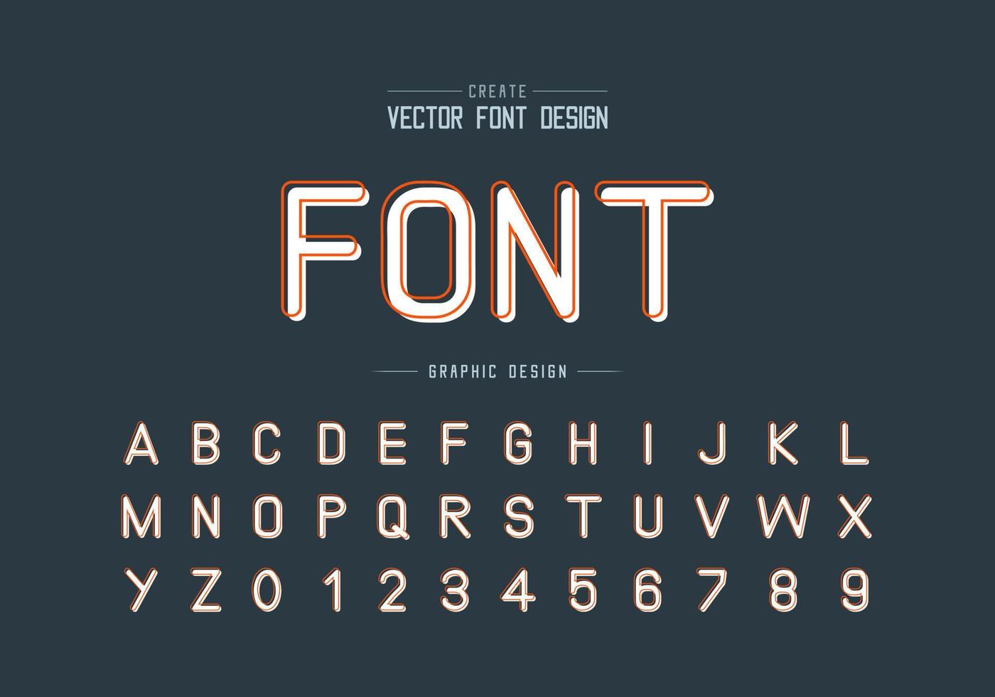 Line font with white shadow and alphabet vector, Typeface letter and number design vector