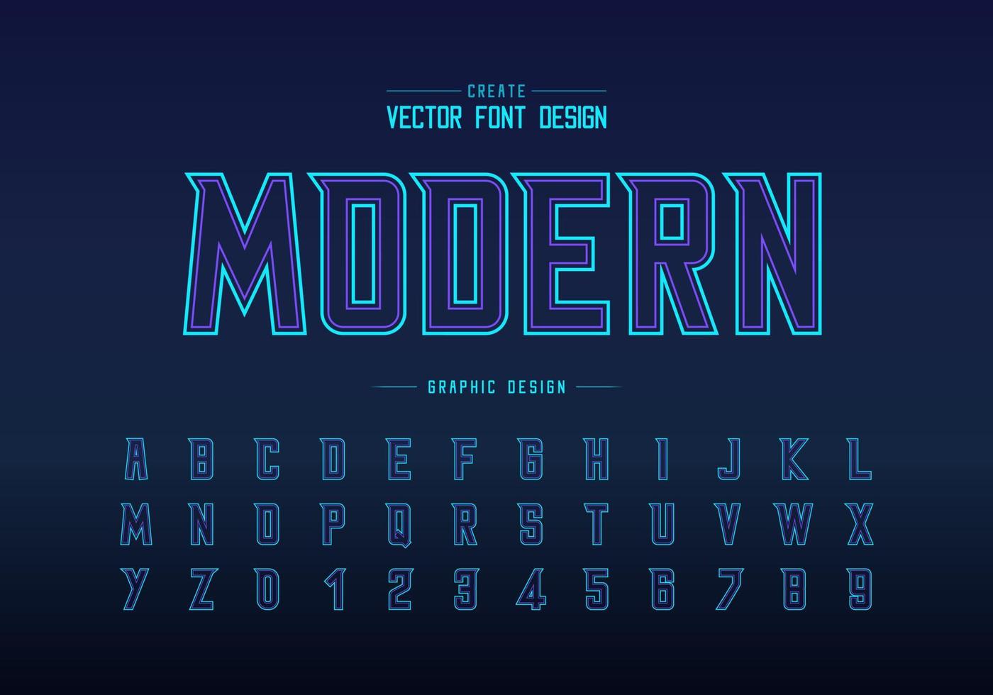 Double line font and alphabet vector, Modern Typeface and letter number