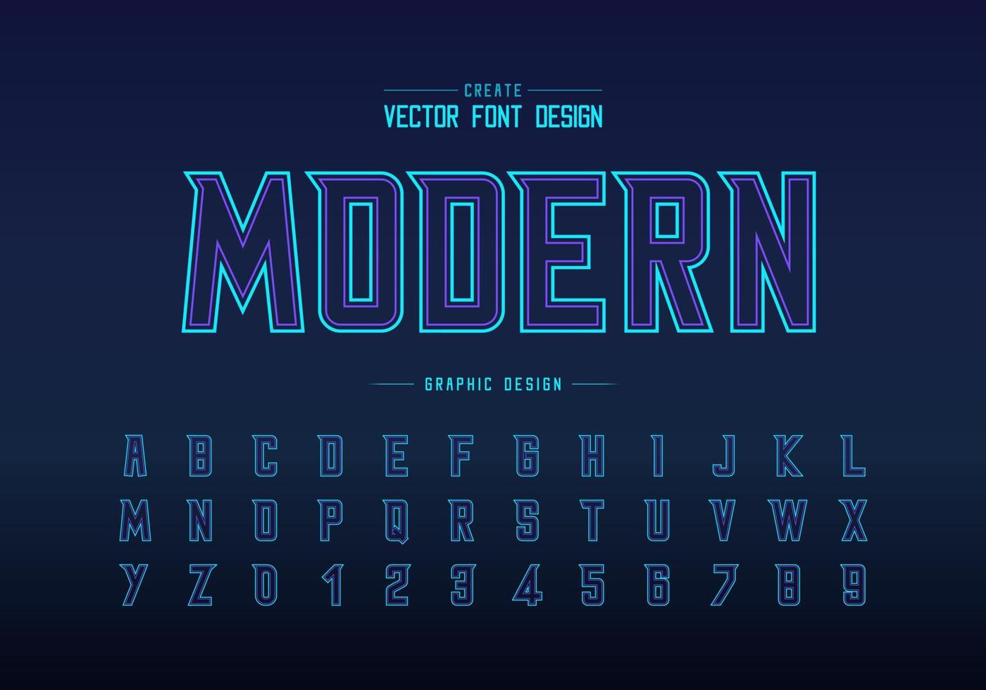 fuente de doble línea y vector alfabético, tipo de letra moderno y diseño de números de letras