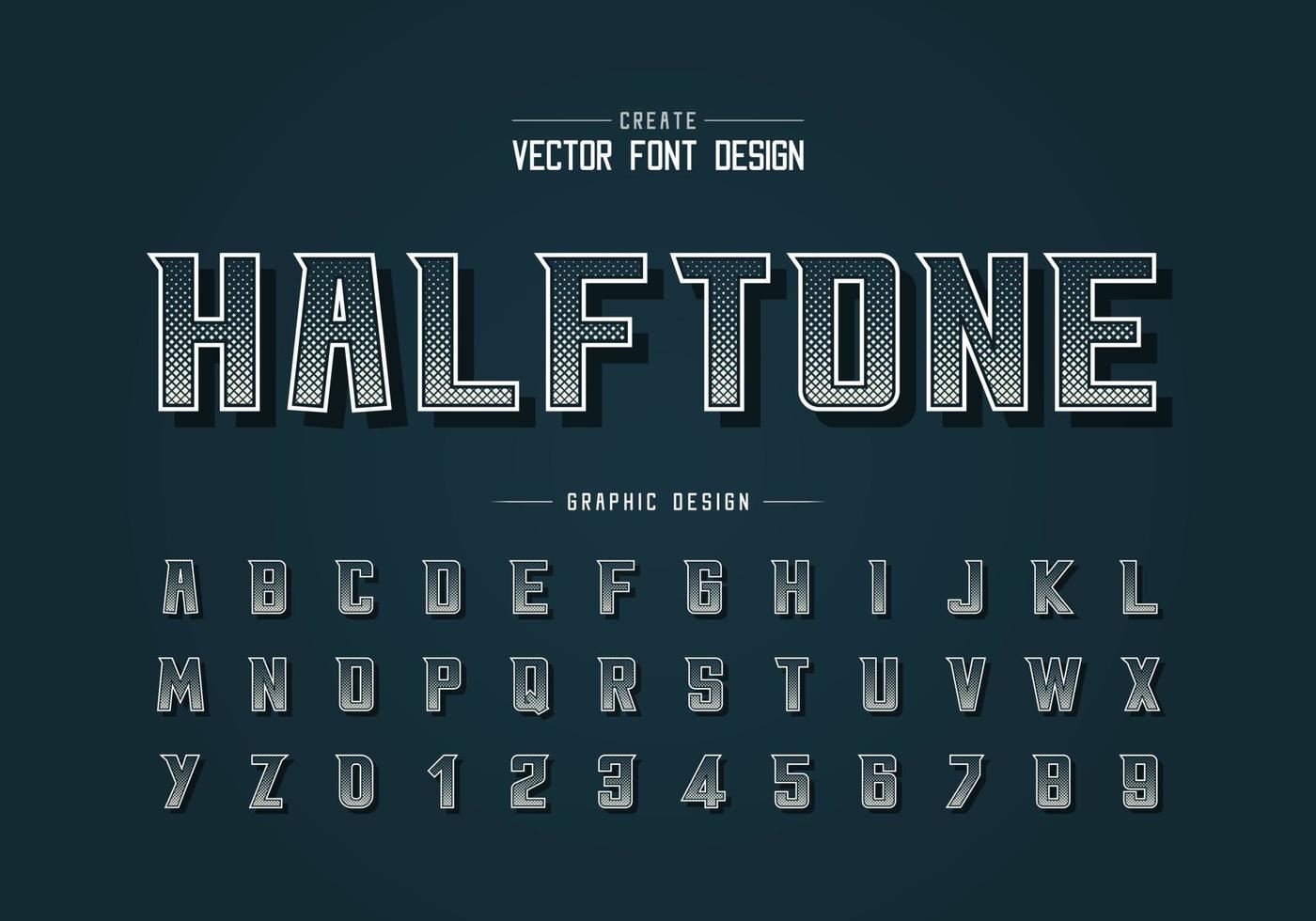 Halftone square font and alphabet vector, Digital bold modern typeface and letter number design vector