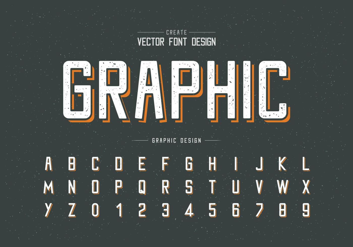 fuente de textura y vector alfabético, tipo de letra y diseño de número de letra, texto gráfico sobre fondo de gruñido