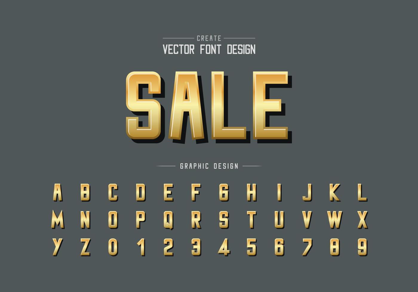 Gold font and alphabet vector, Golden typeface and letter number design, Graphic text on background vector