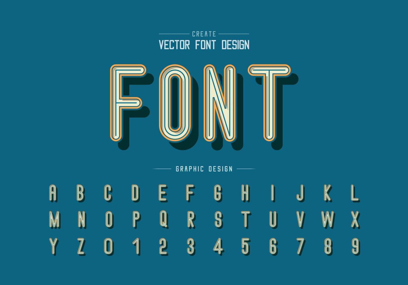 Font and alphabet vector, modern letter design and graphic text on grunge orange background vector