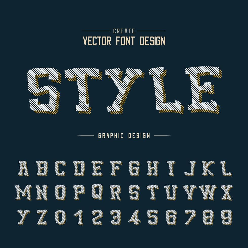 Line font Shadow and Cartoon alphabet vector, Typeface and number design on background vector