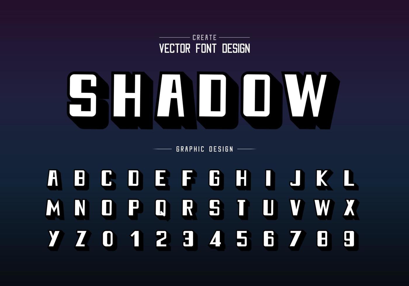 fuente en negrita y vector alfabético, tipo de letra de sombra y diseño de números, texto gráfico en el fondo