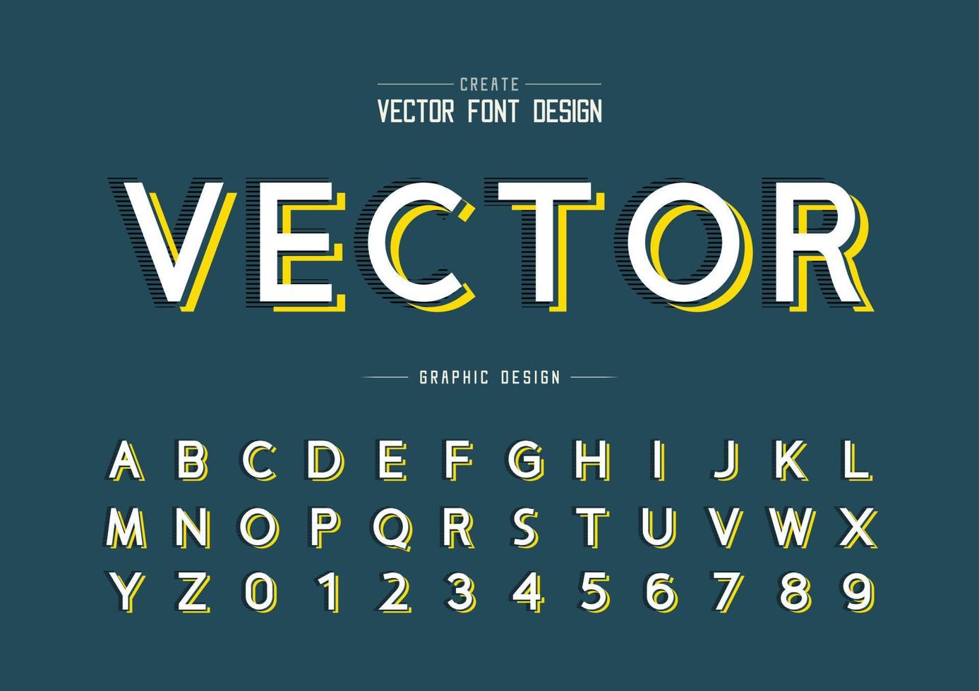 Font and alphabet vector, Line Design typeface and number, Graphic text on background vector