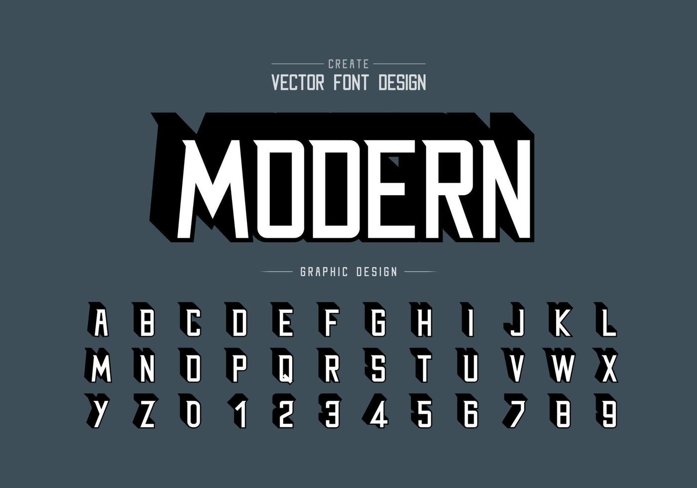 Shadow font and alphabet vector, Modern Typeface and letter number design, Graphic text on background vector