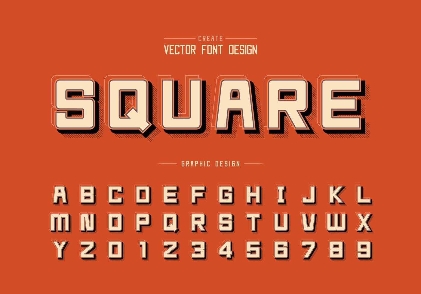 Shadow and line Font vector, Alphabet square typeface letter and number
