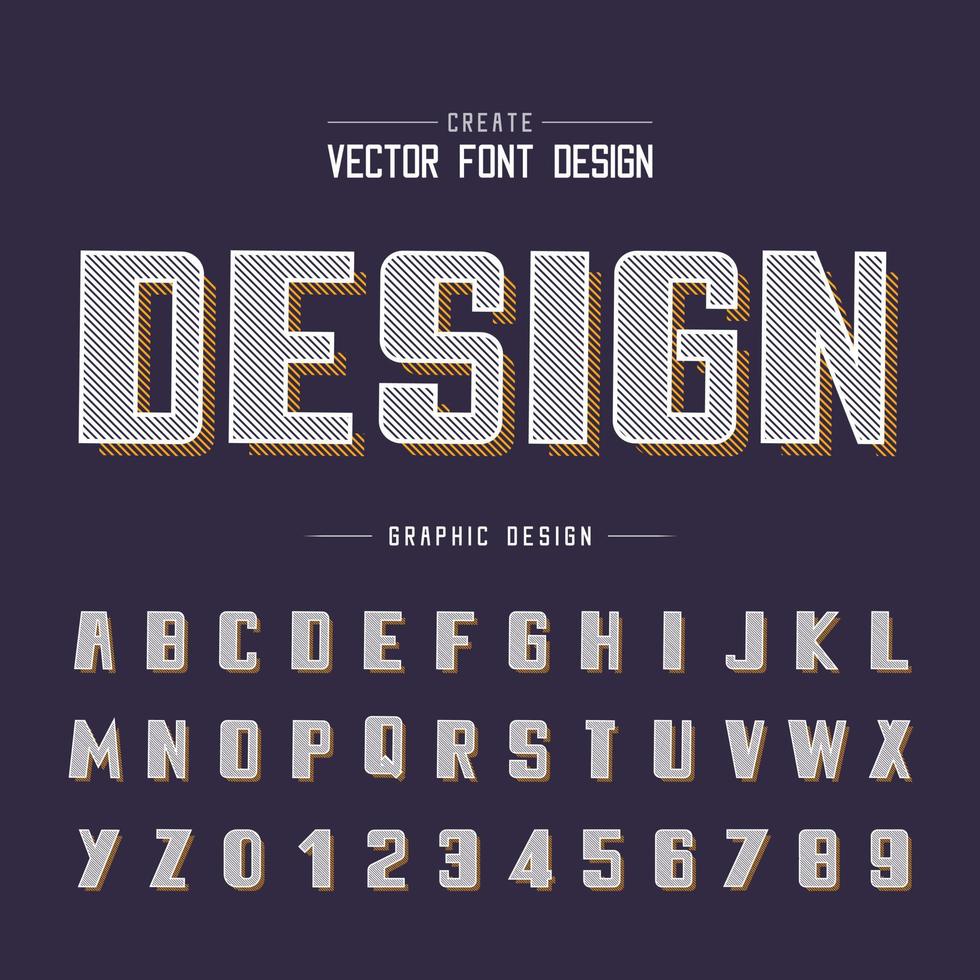 Font and alphabet vector, Line Bold typeface and number design, Graphic text on background vector