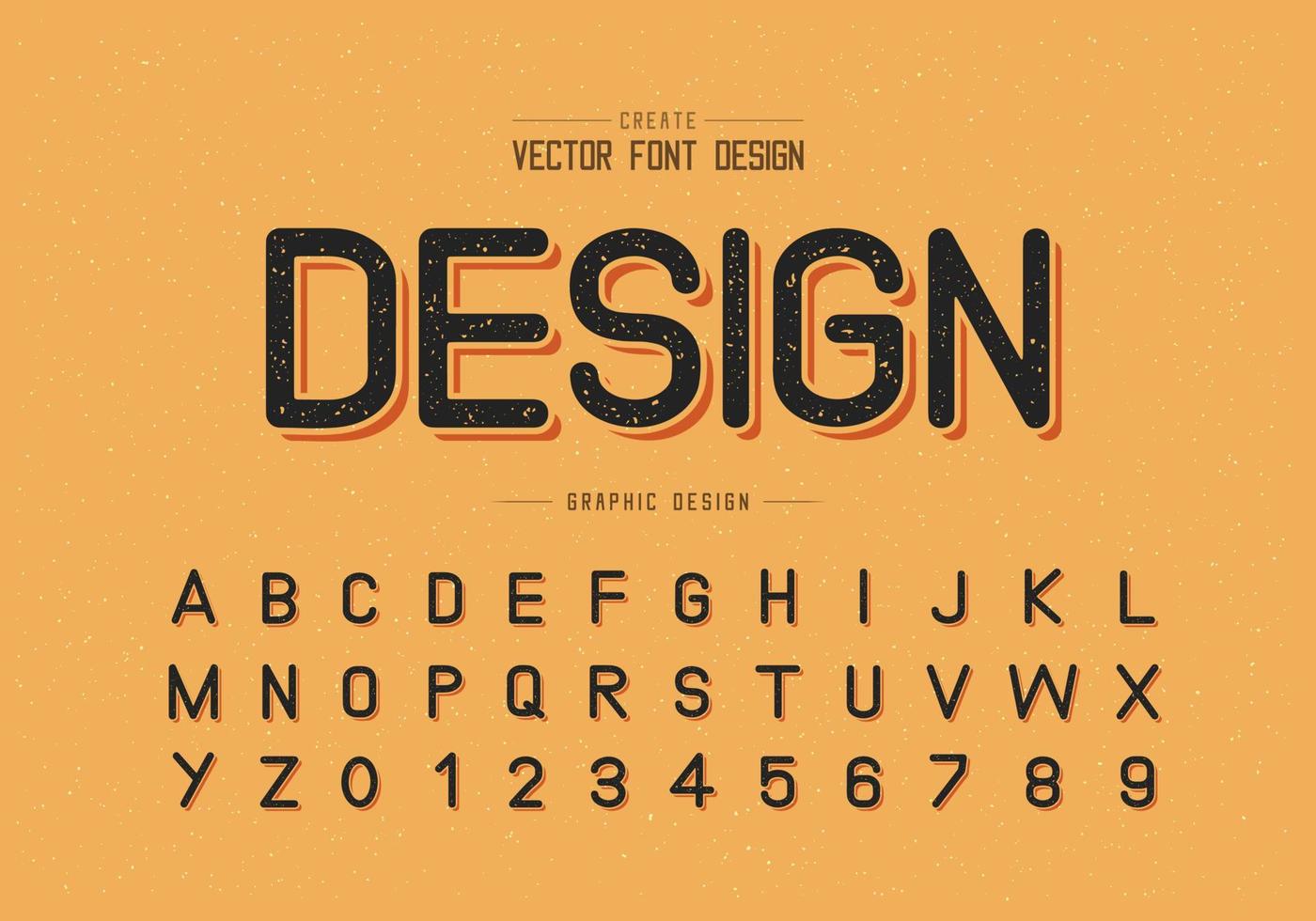 fuente de textura y vector alfabético, diseño de letra y número de letra, texto gráfico sobre fondo de gruñido