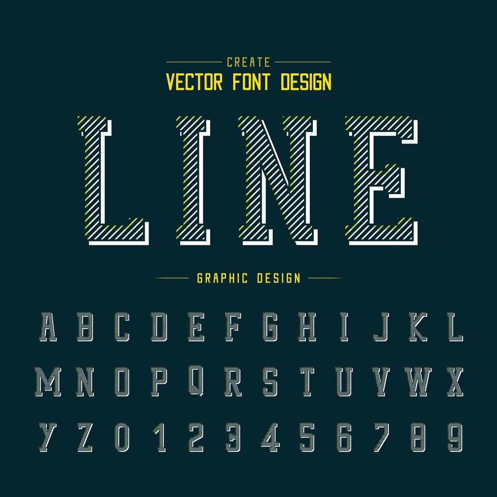Font and alphabet vector, Line typeface and number design, Graphic text on background vector