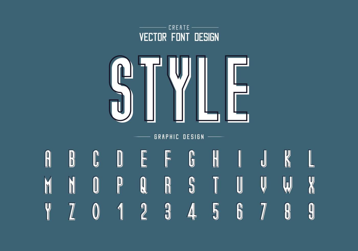 Line font with white shadow and alphabet vector, Tall typeface letter and number design vector