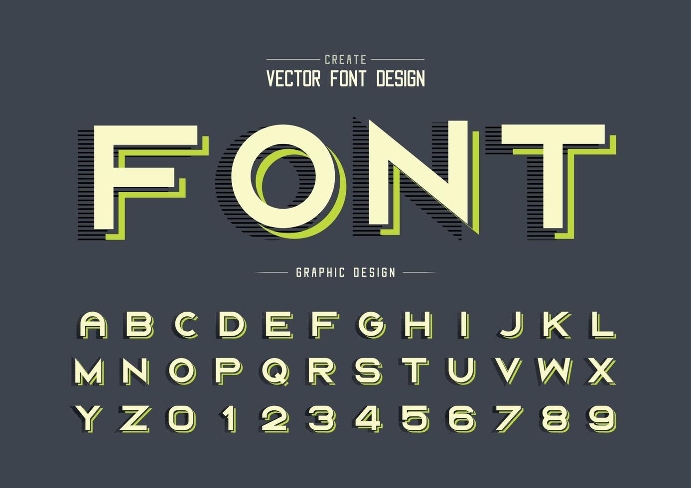 Font and alphabet vector, Line Bold typeface letter and number design, Graphic text on background vector