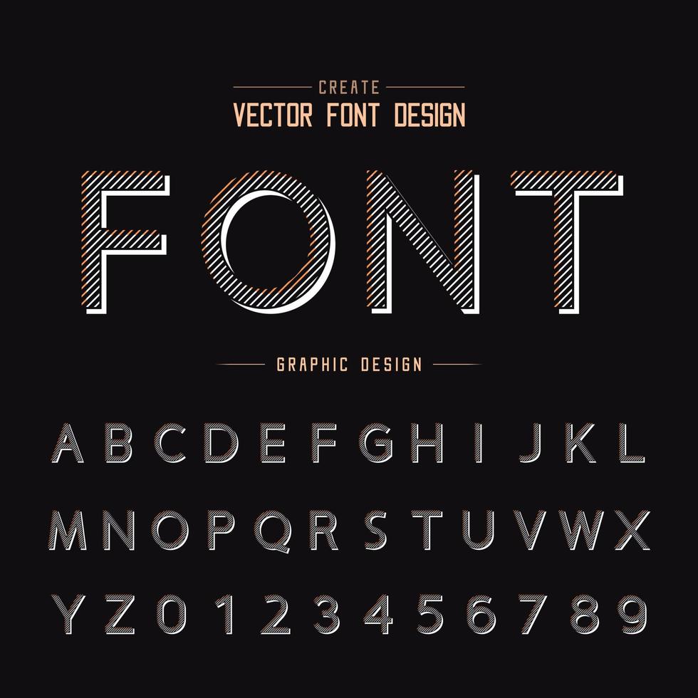 Font and alphabet vector, Line design typeface and number, Graphic text on background vector