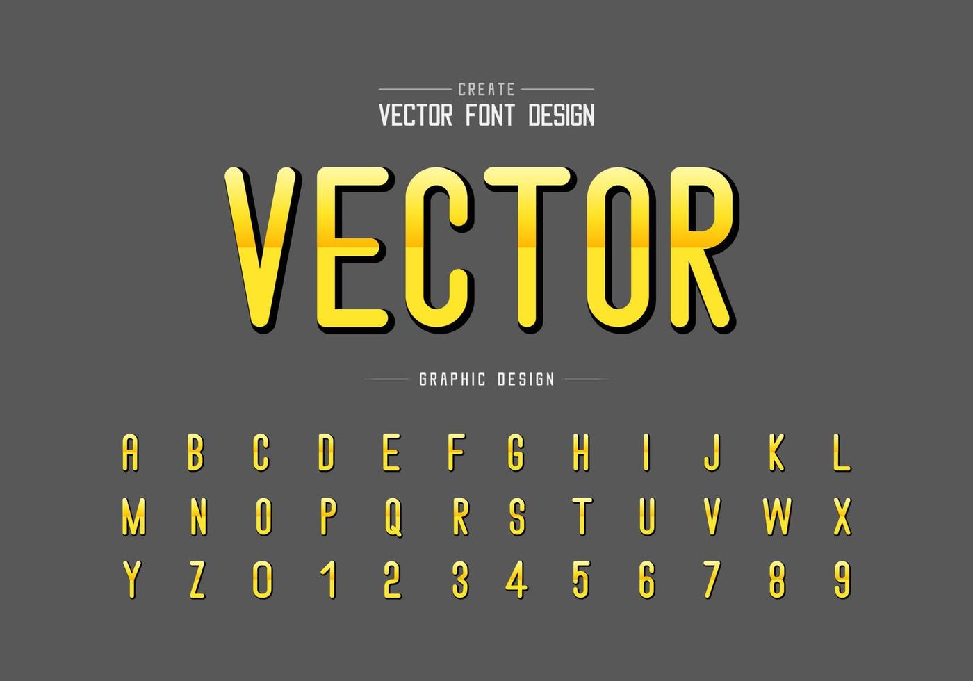 Reflective font and alphabet vector, Gradient letter style typeface and number design vector