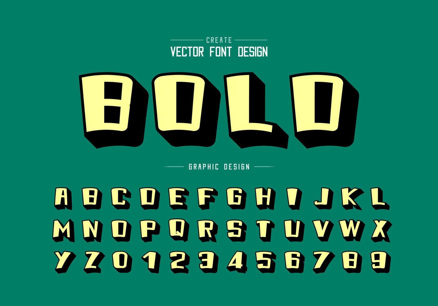 Shadow font and cartoon alphabet vector, Bold typeface and number design vector