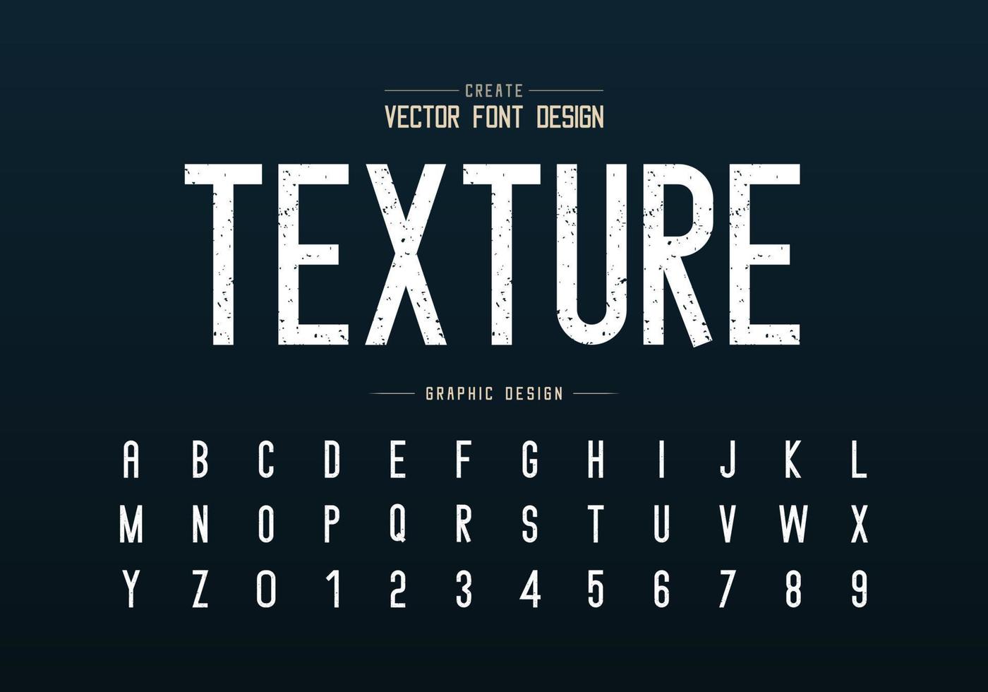 Texture font and alphabet vector, Rough letter typeface and number design, Graphic text on background vector