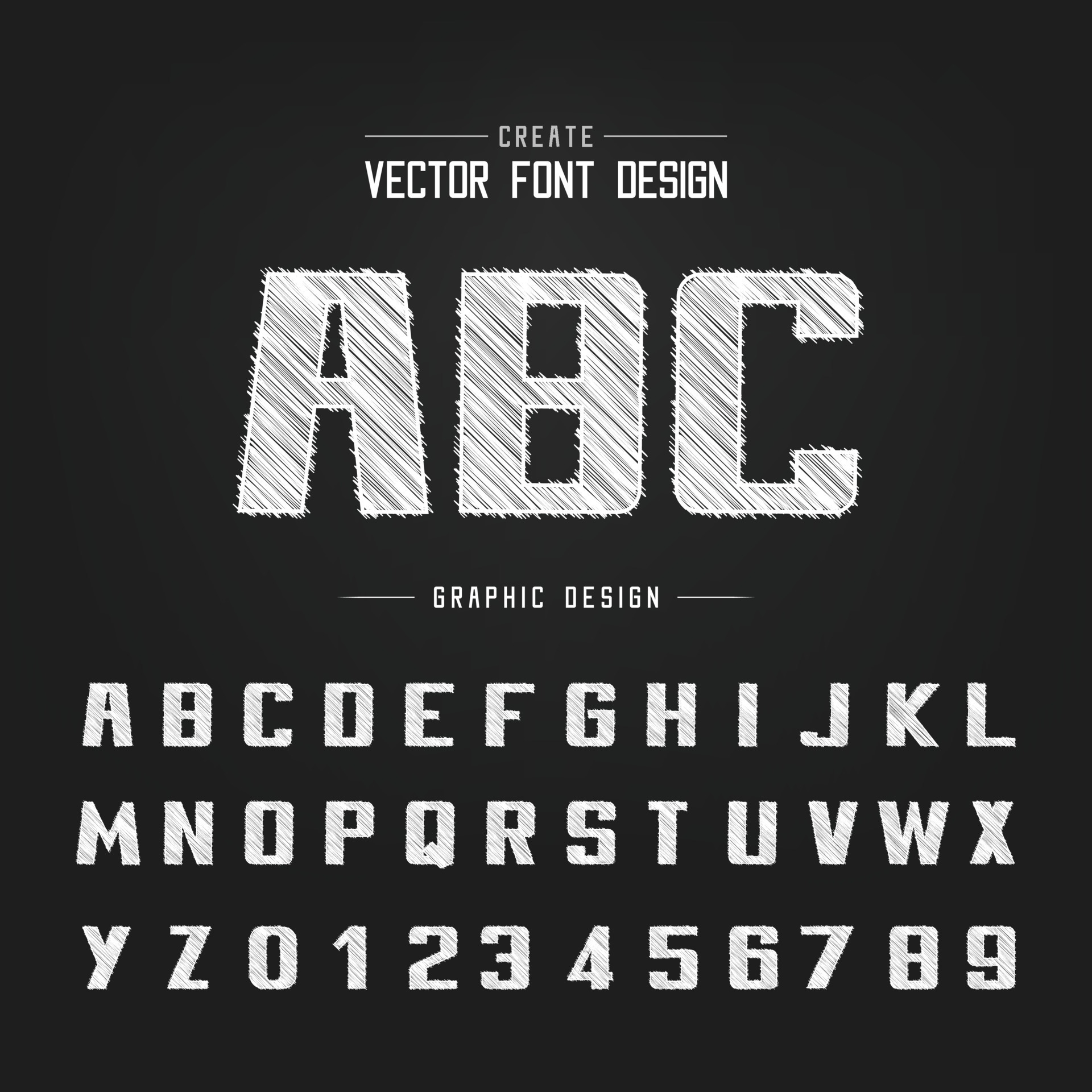 Sketch Bold Font and alphabet vector, Chalk Writing typeface and number design, Graphic text on