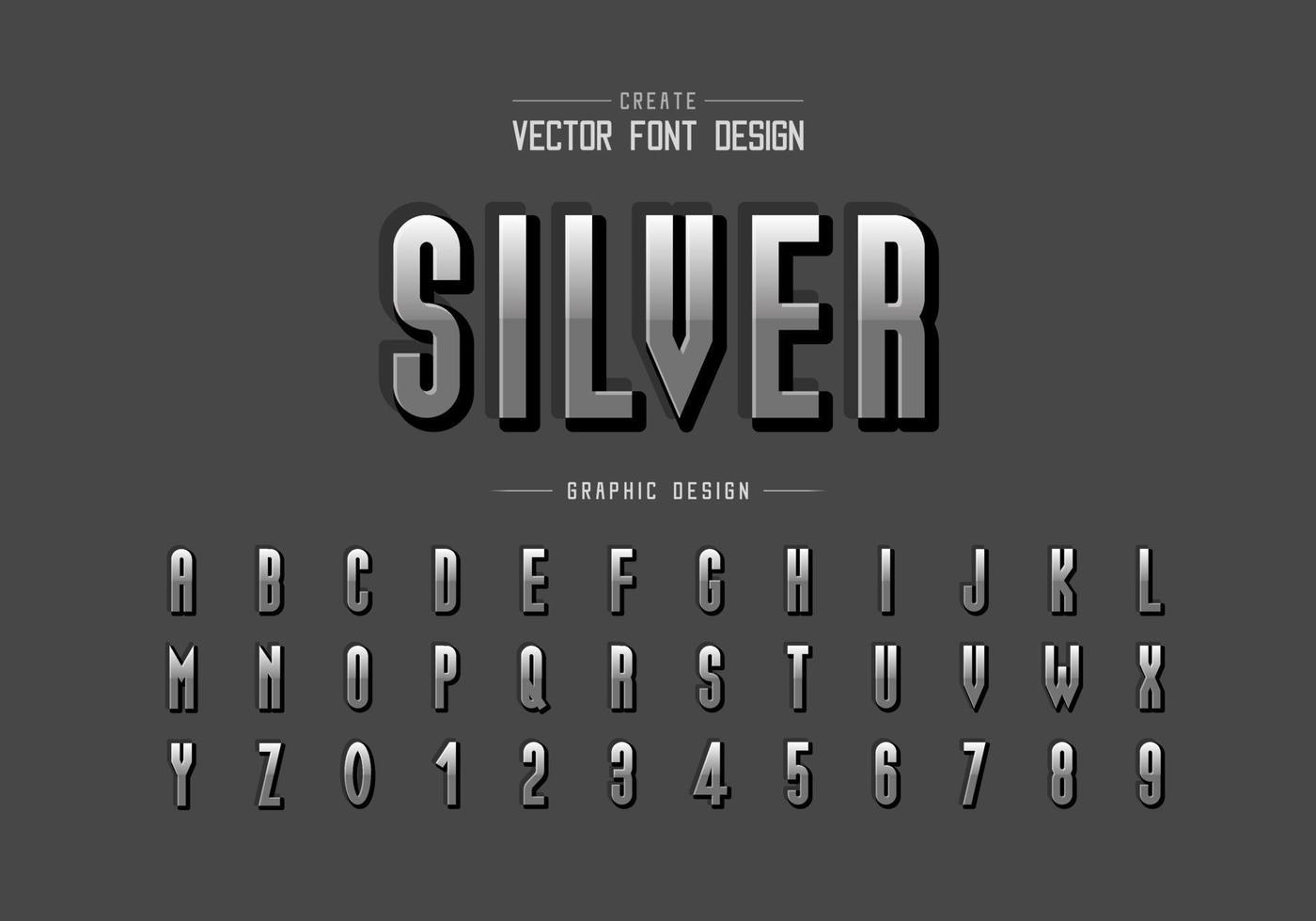Reflective font and alphabet vector, Gradient style tall typeface letter and number design vector