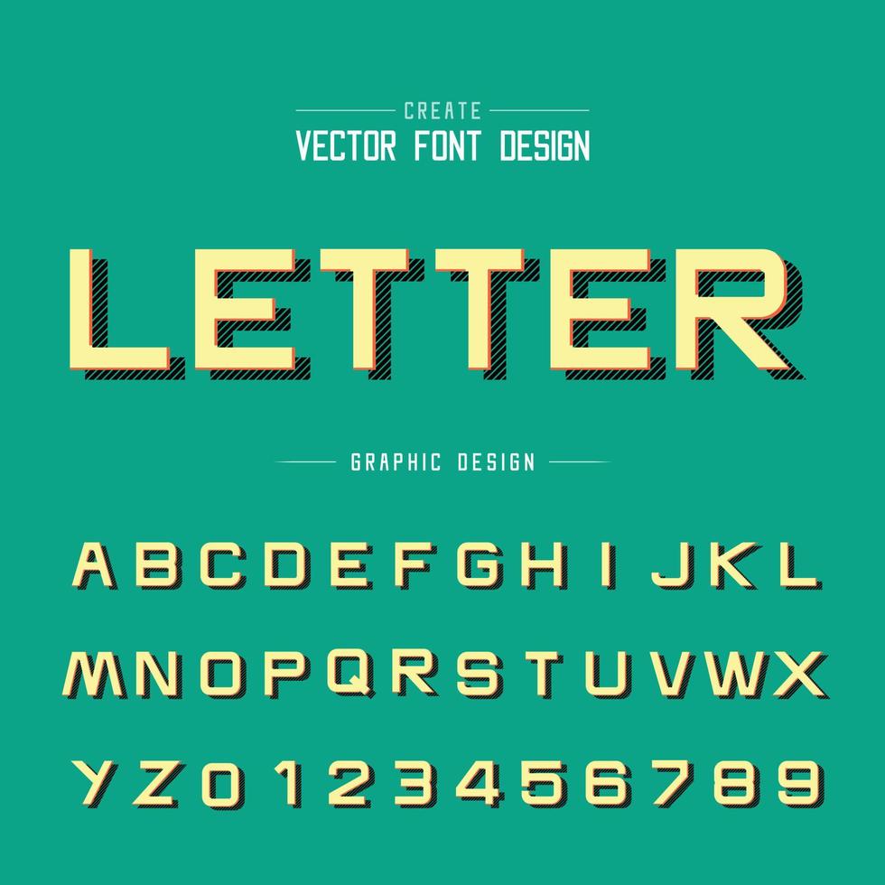 vector de fuente y alfabeto, letra y número de letra de diseño de estilo, texto gráfico en segundo plano