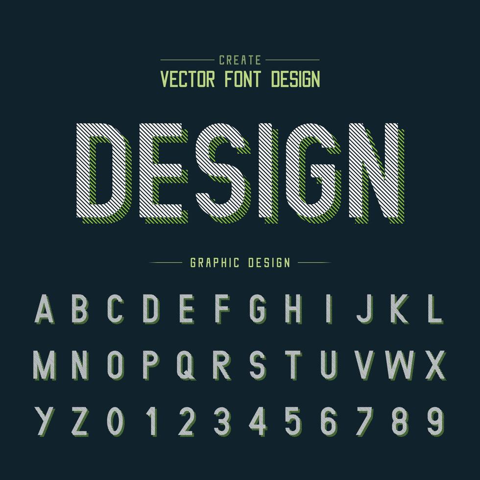 Font and alphabet vector, Line Style typeface letter and number design, graphic text on background vector