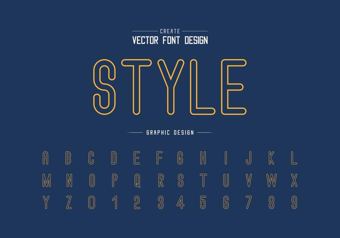 Line font and alphabet vector, Letter style typeface and number design, Graphic text on background vector