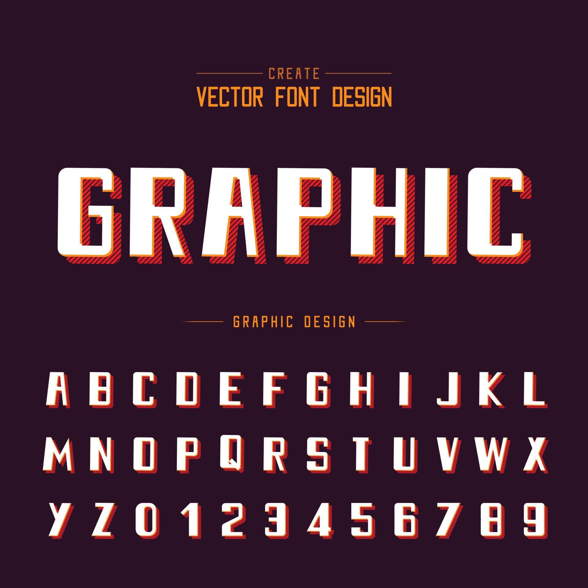 Font and alphabet vector, Style bold typeface and number design
