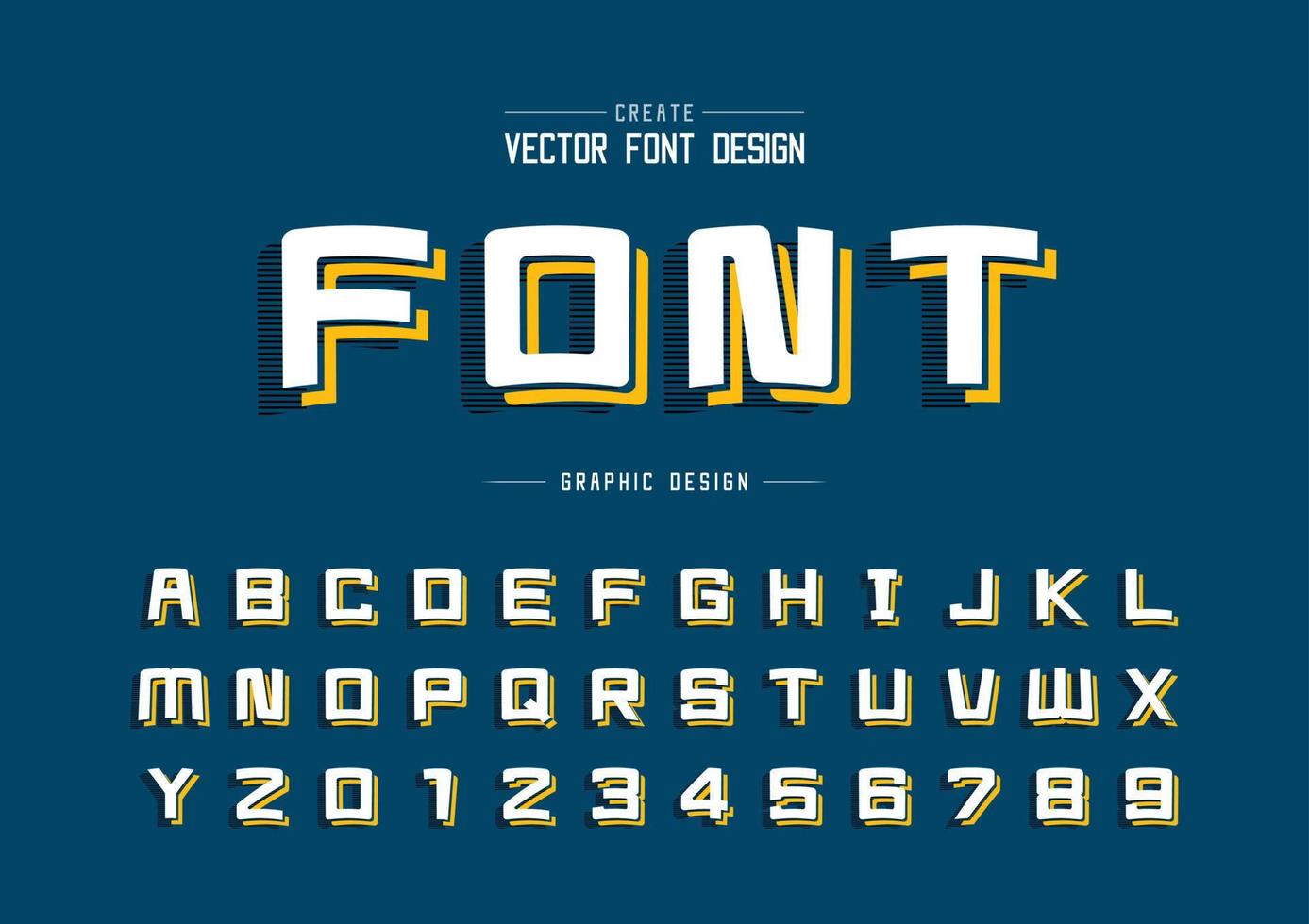 Cartoon font and alphabet vector, Line Square typeface letter and number design, Graphic text on background vector