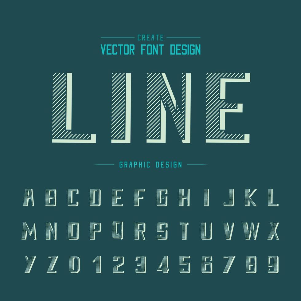 Font and alphabet vector, Line bold typeface and number design, Graphic text on background vector