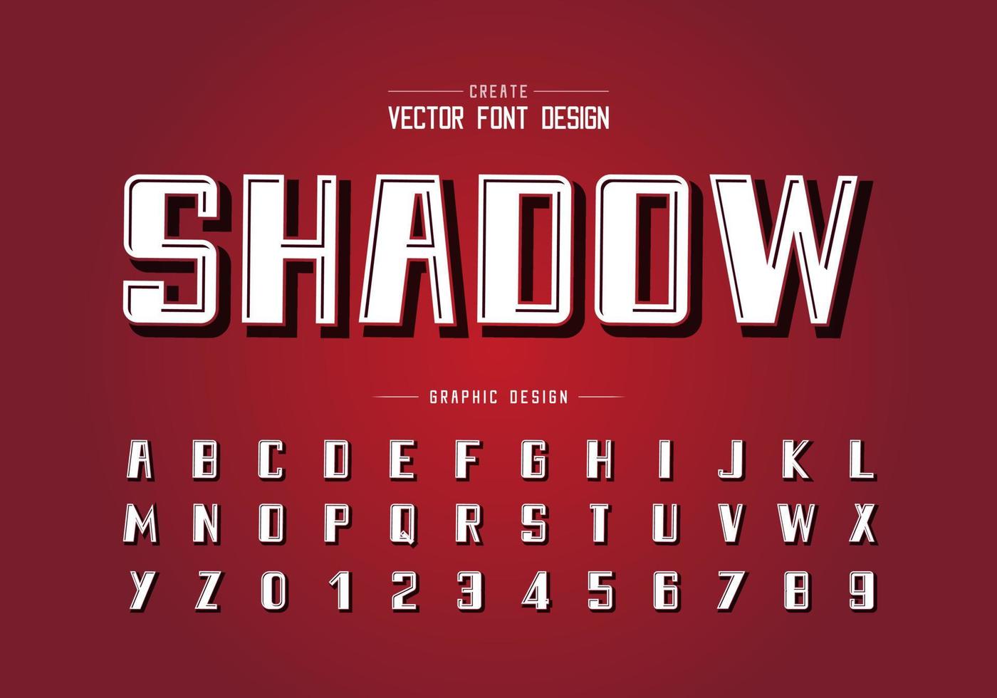 Black shadow font and bold alphabet vector, typeface and number design vector