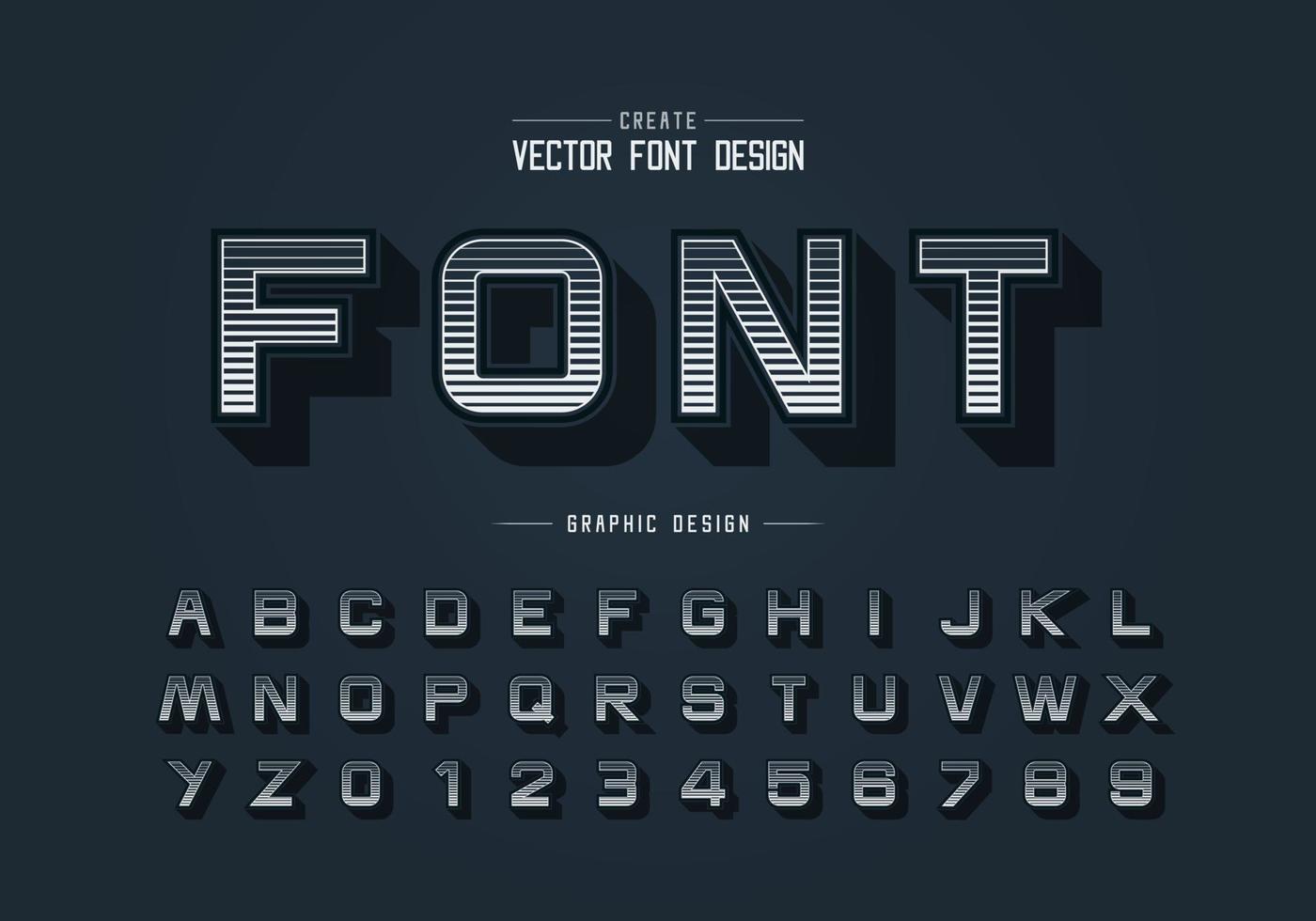 fuente de línea y vector alfabético, letra y número de tipografía de diseño digital