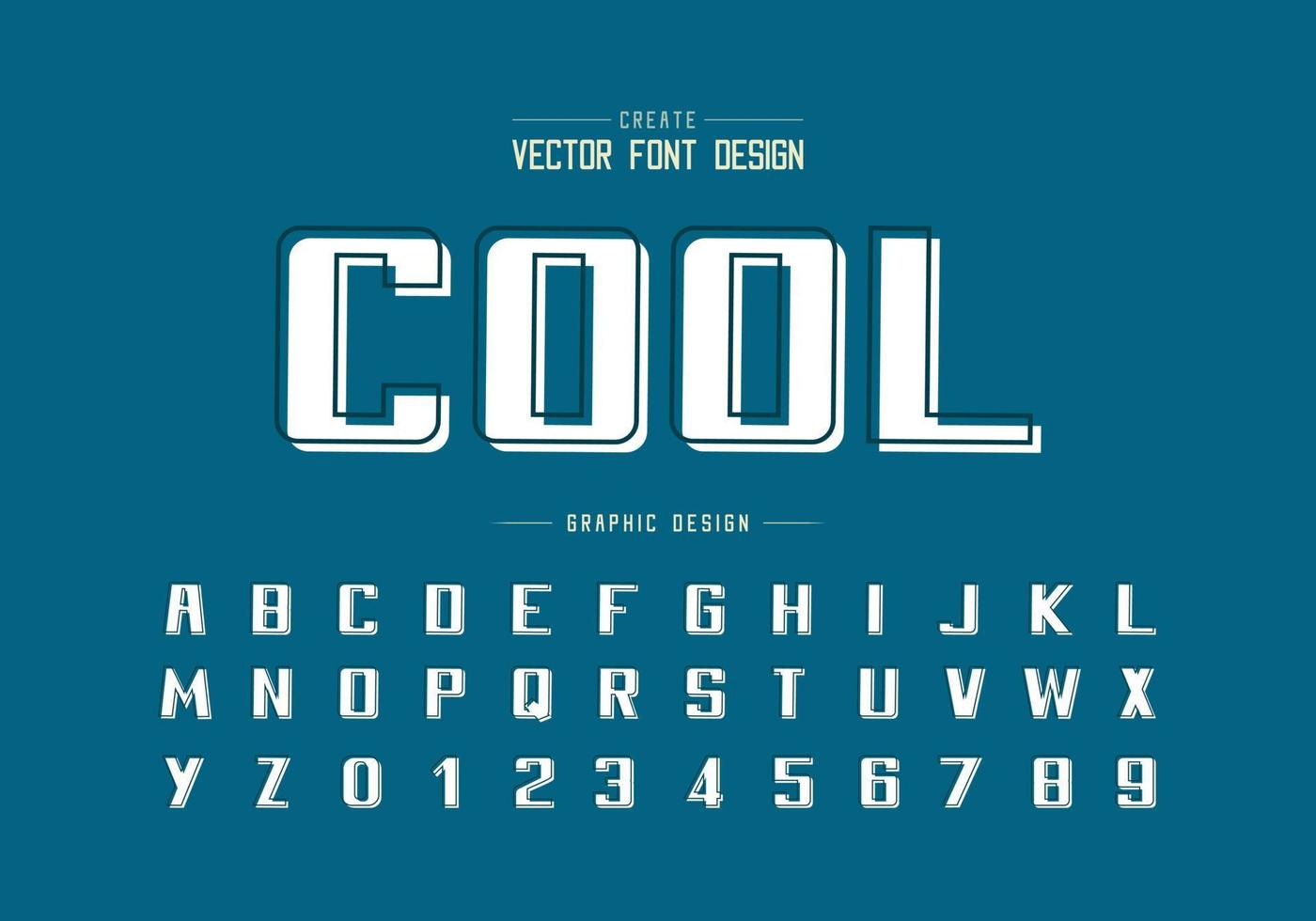 Line font with white shadow and bold alphabet vector, Writing typeface and number design vector