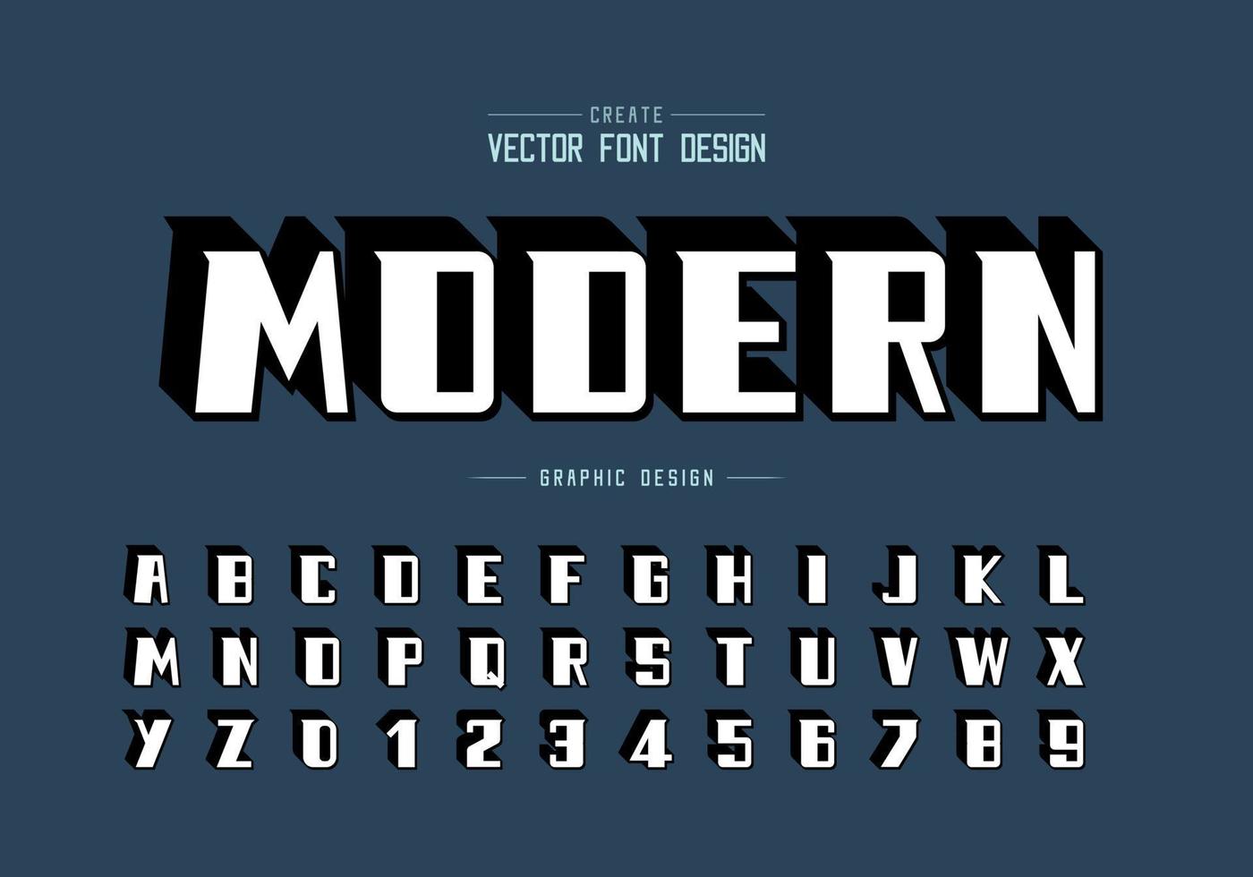 fuente en negrita sombreada y vector alfabético, tipo de letra moderno y diseño de números de letras