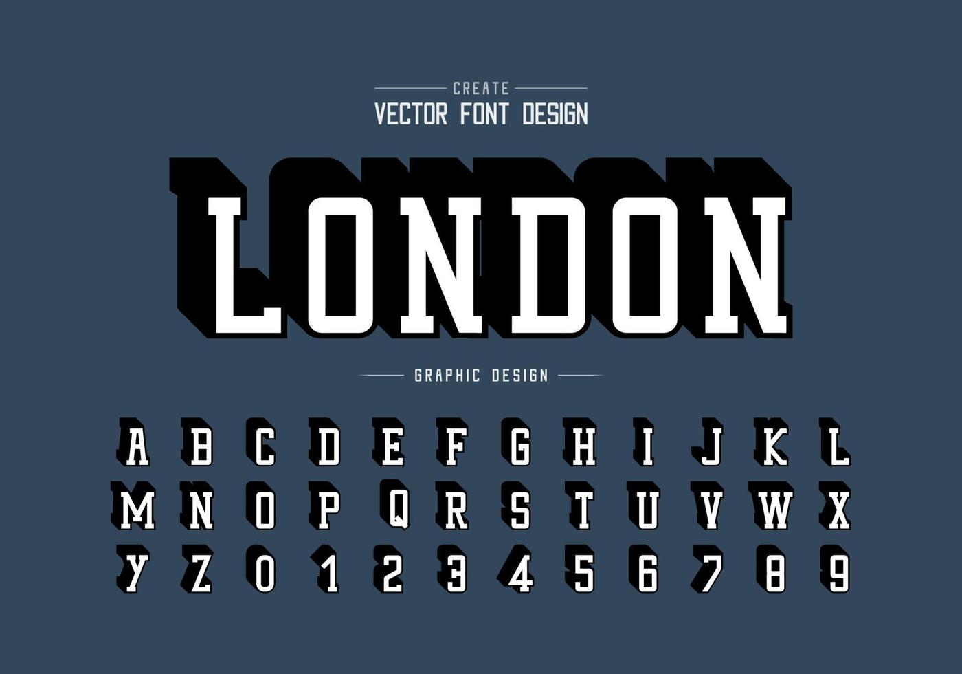 Shadow font and alphabet vector, Typeface and number design, Graphic text vector