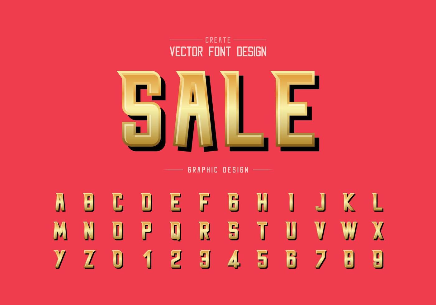 Gold font and alphabet vector, Golden modern typeface and letter number design, Graphic text on background vector