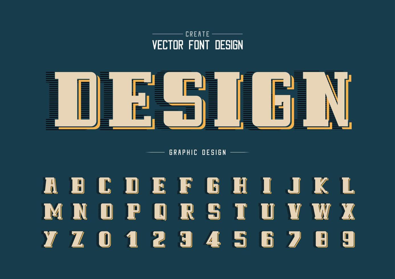 Bold Font and alphabet vector, Line Script and number design, Graphic text on background vector