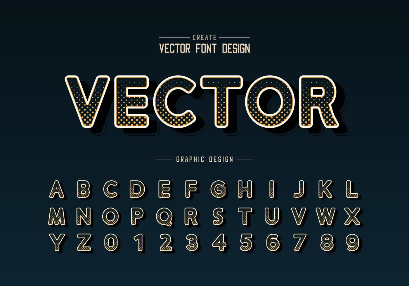 Halftone circle font and round alphabet vector, Digital design typeface and number, Graphic text on background vector