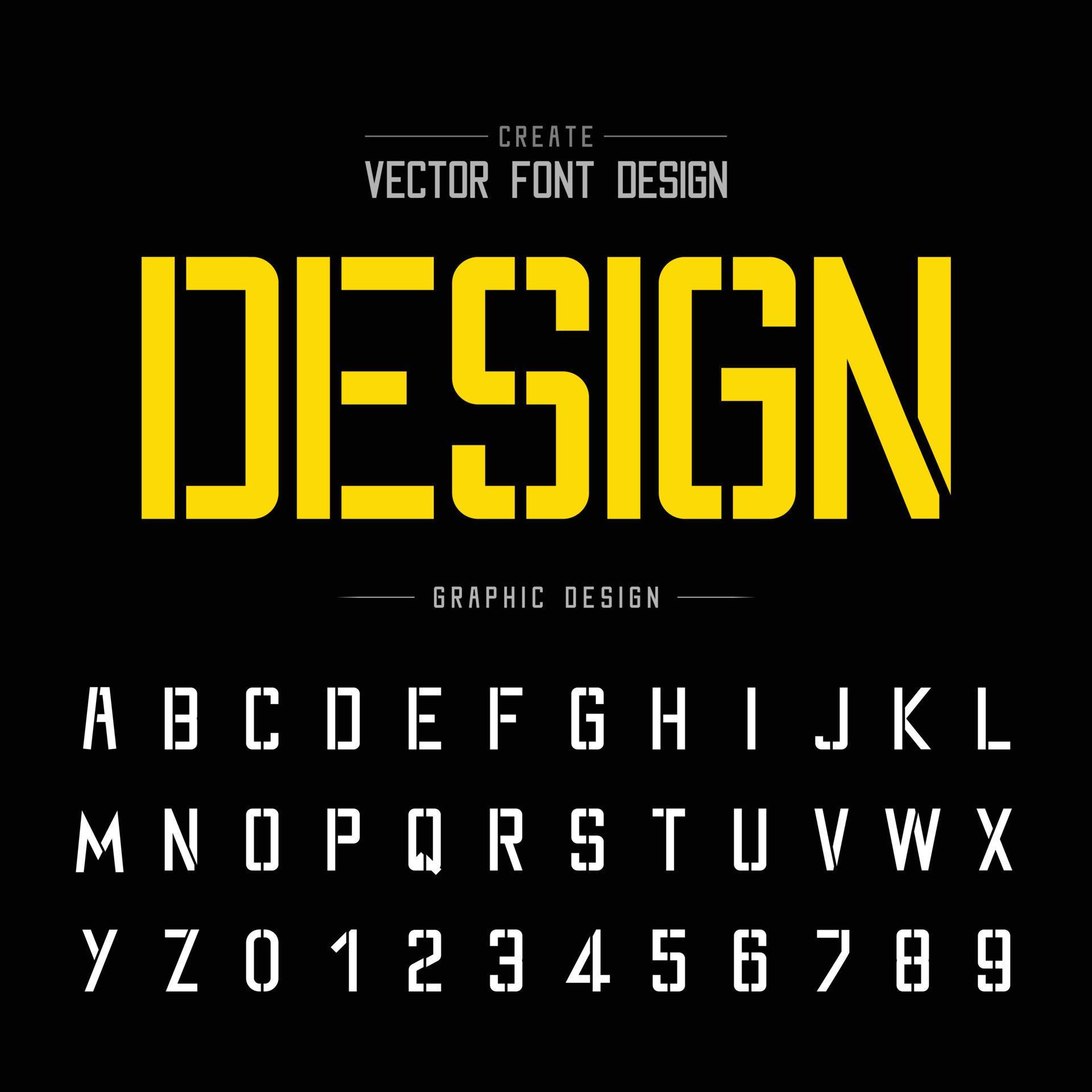 Tech Font and alphabet vector, Technology Typeface and letter number
