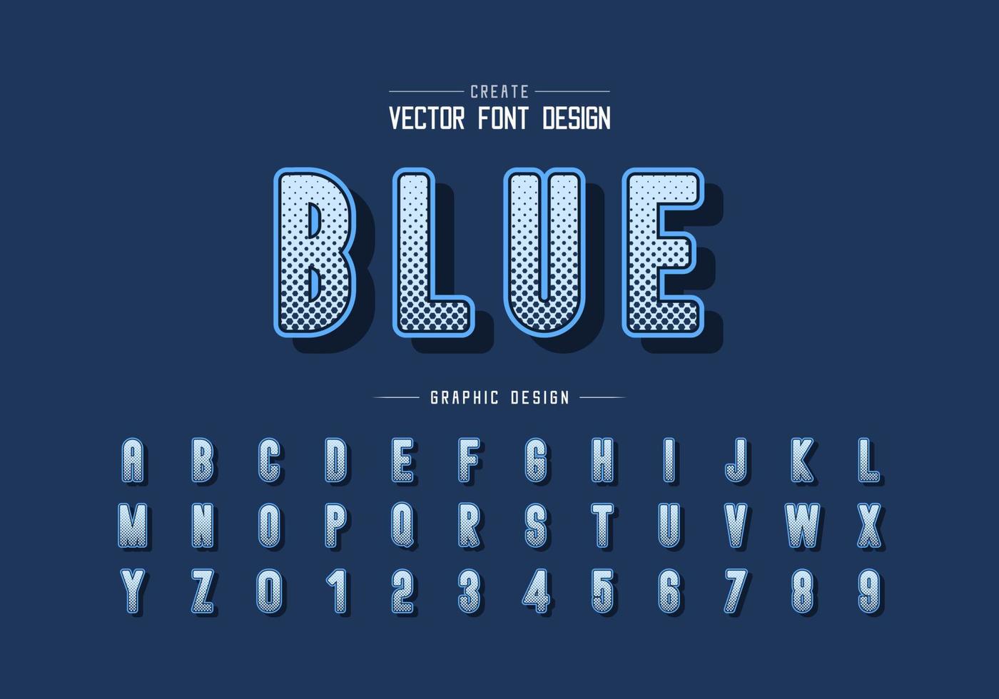 Halftone font and round alphabet vector, Digital letter typeface and number design vector