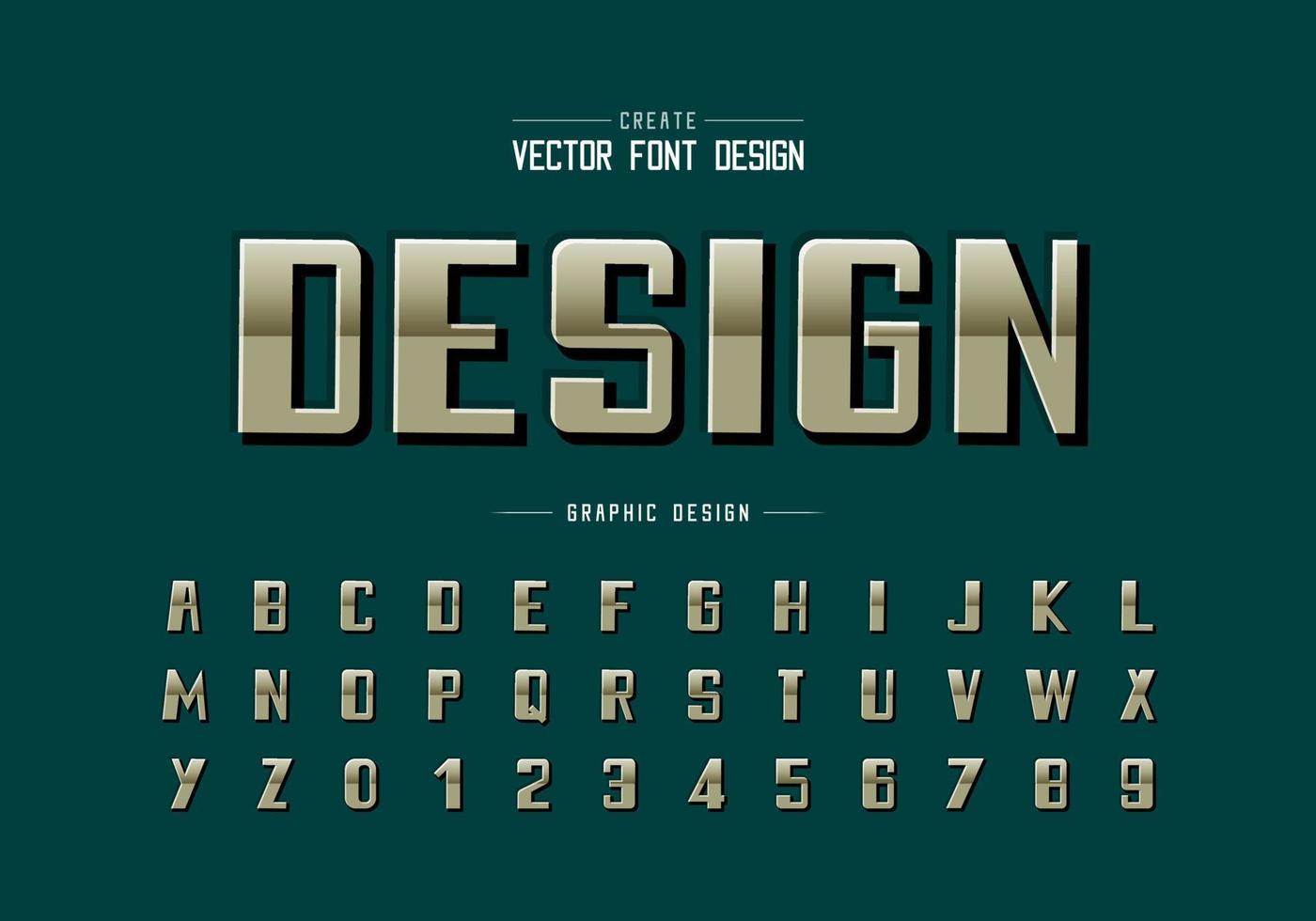 Reflective font and bold alphabet vector, Gradient typeface and number design vector