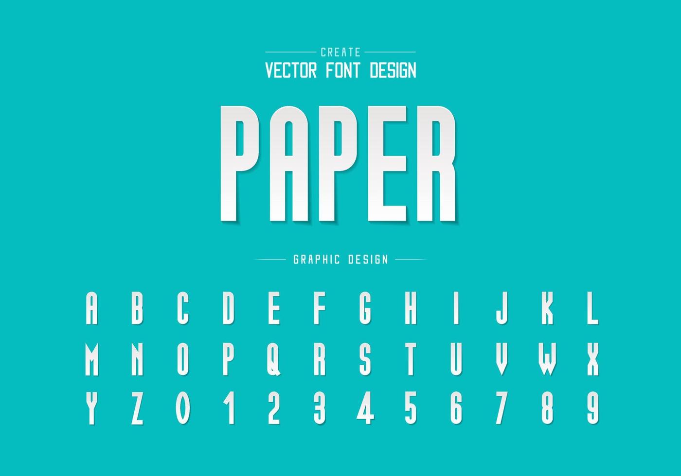 Paper cut font and alphabet vector design, Tall typeface letter and number
