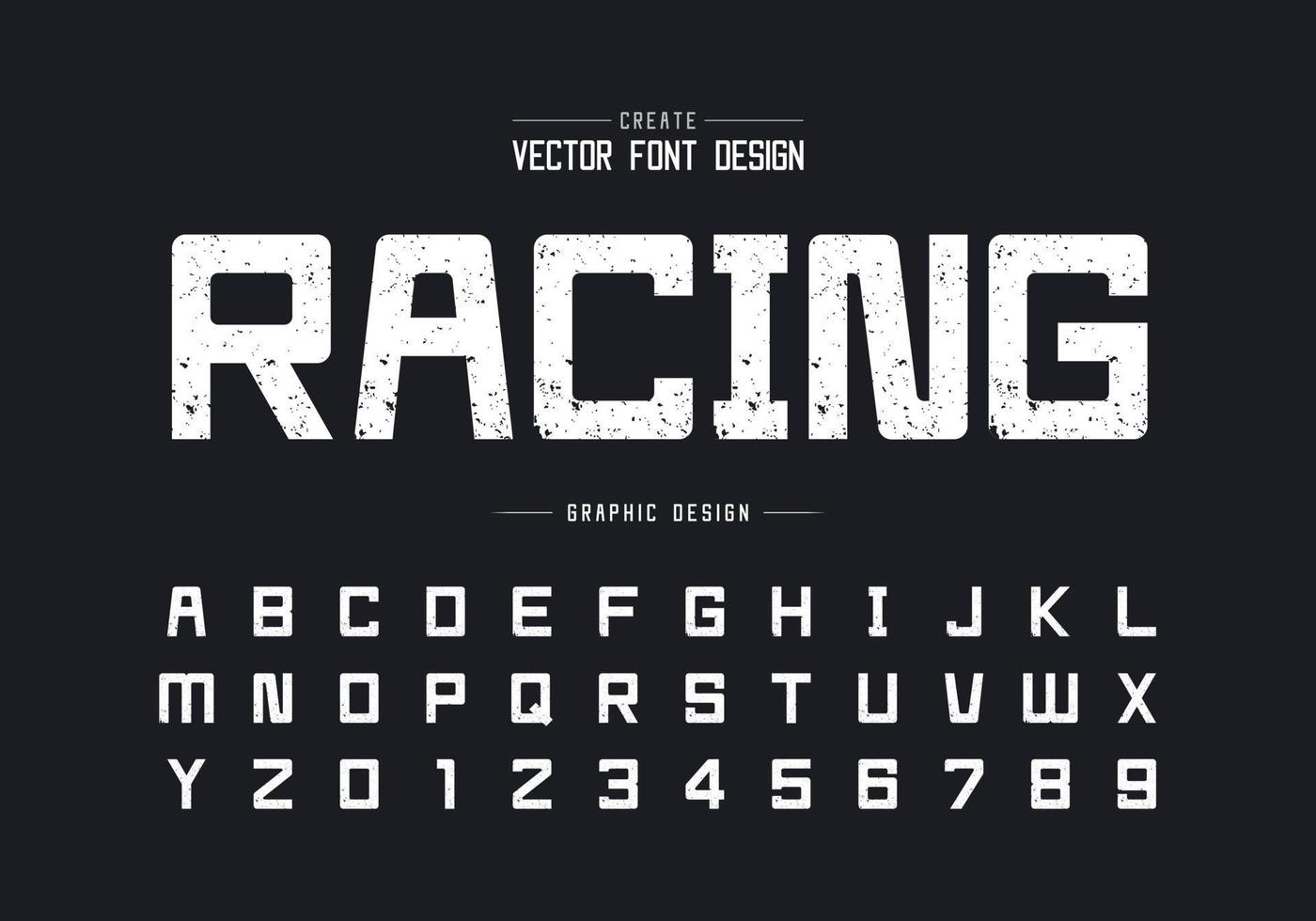 Texture font and alphabet vector, Rough square typeface letter and number design vector