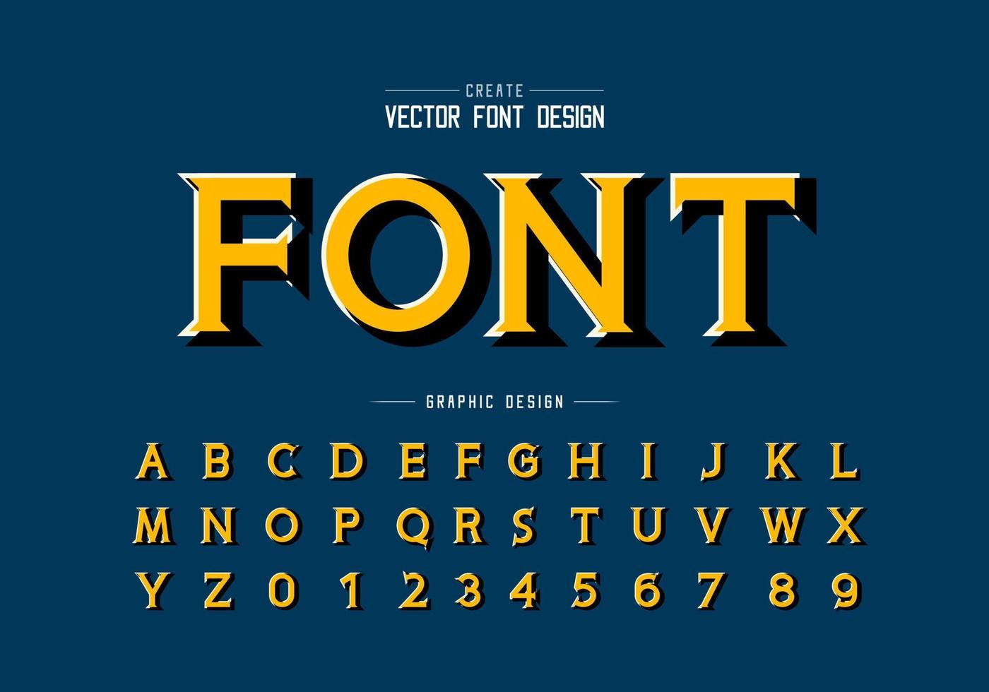 Font and alphabet vector with shadow, Idea typeface letter and number design