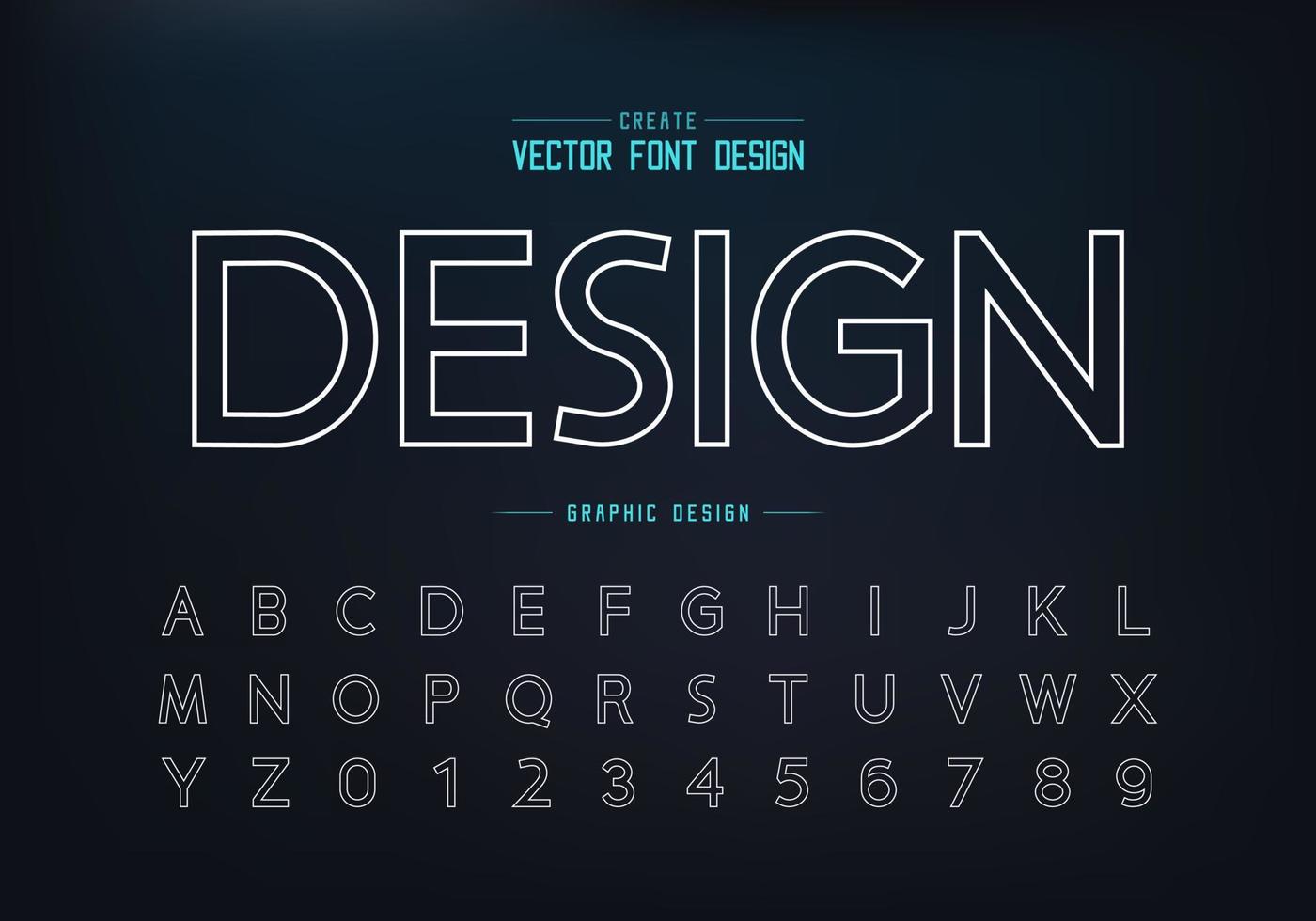 Line font and alphabet vector, Design typeface and number, Graphic text on background vector