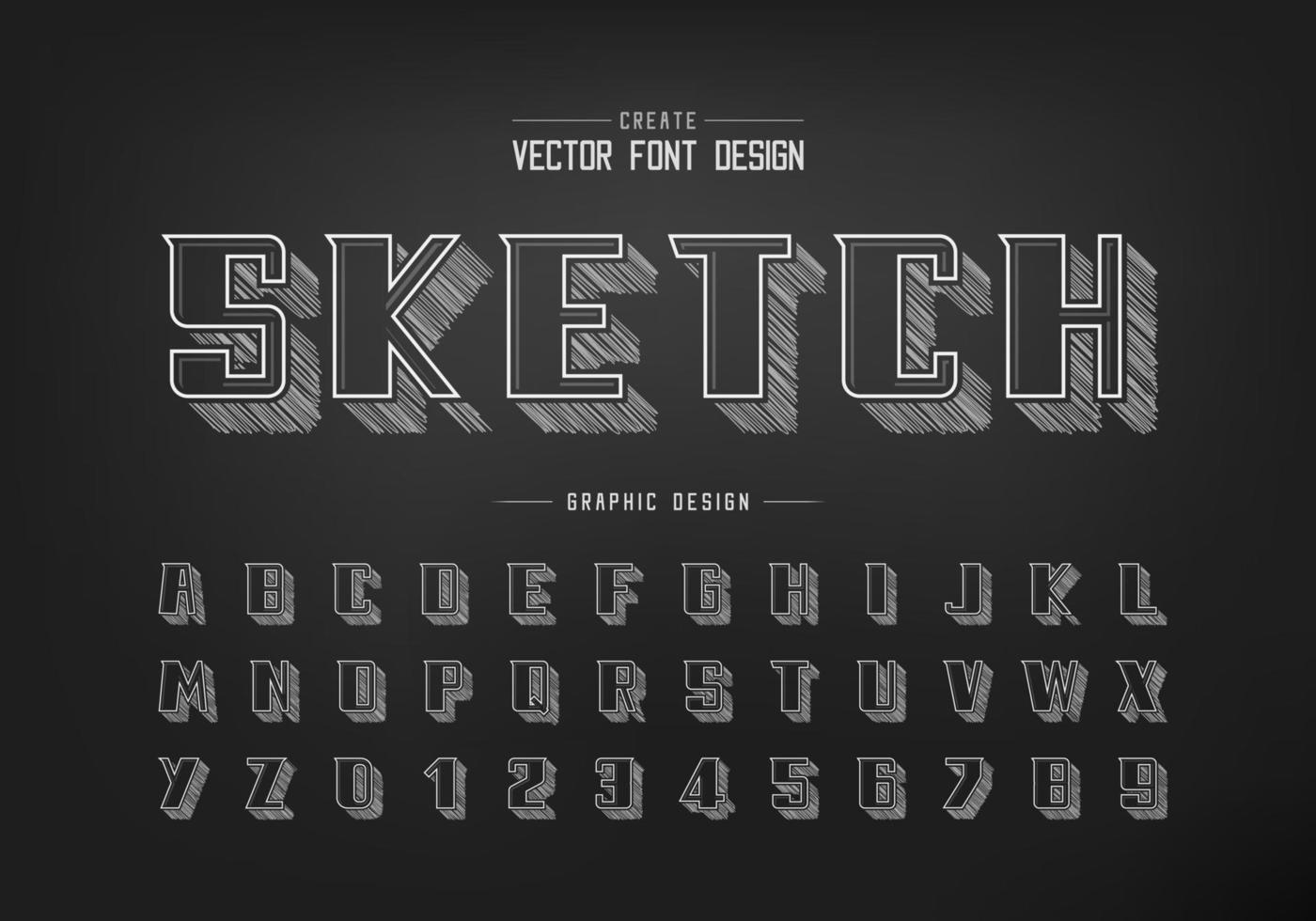 Pencil sketch font and bold alphabet vector, Chalk modern Typeface and