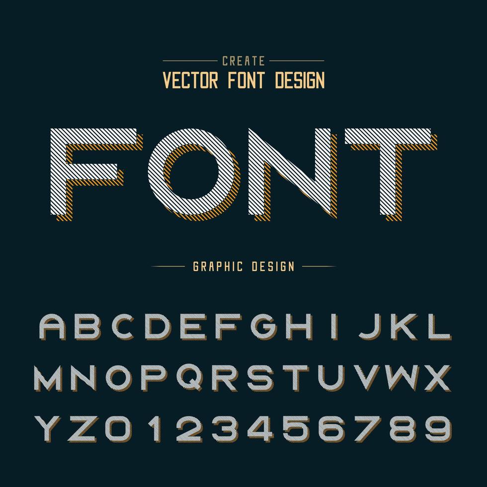 vector de fuente y alfabeto, diseño de letras y números en negrita de línea, texto gráfico en el fondo